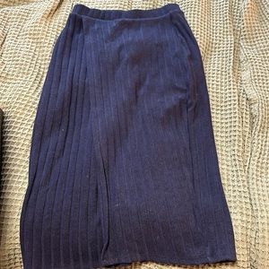 Navy blue knit wrap pencil skirt